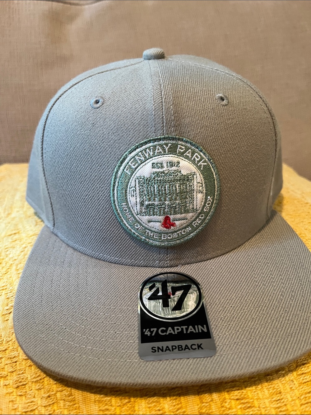 47 Grey Fenway Park Embroidered Snapback Hat with Green Patch
